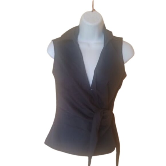 Black Sleeveless Wrap Blouse Top Size XS - Picture 1 of 2